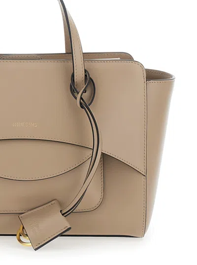 Hidesins Beige Handbag With Adjustable And Removable Shoulder Strap And Logo Lettering On The Front In Leathe In Gray