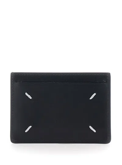 Maison Margiela Black Card Holder With Four Rear Stitchings In Leather Woman In Black
