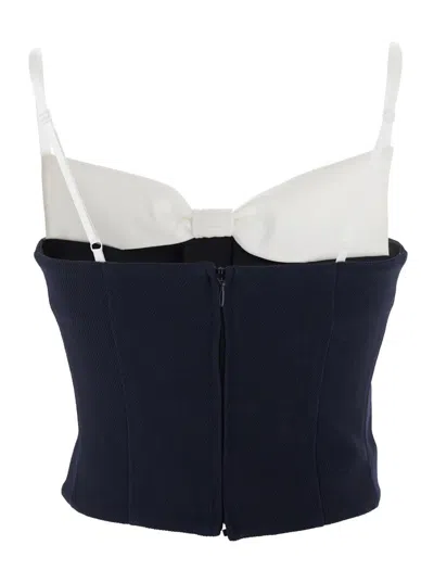 Shushu-tong Black Sleeveless Top With Bow On The Rear And Logo Embroidery On The Front In Wool Woman In Blue