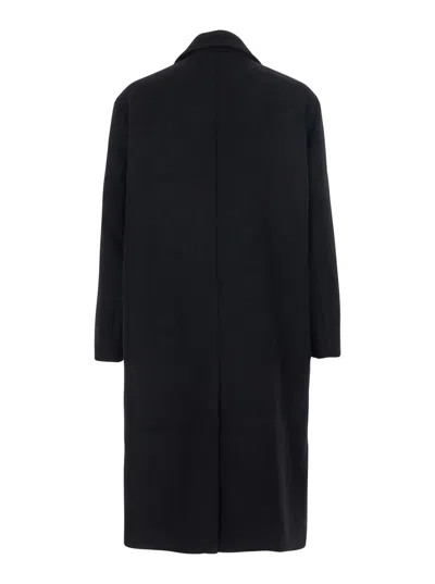 Coor Black Double-breasted Coat With Classic Lapels In Wool Blend Man In Black