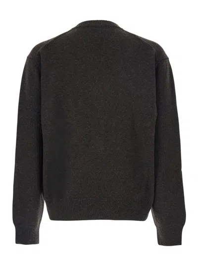 Coor Brown Sweater With V Neck And Ribbed Trims In Wool Man In Gray