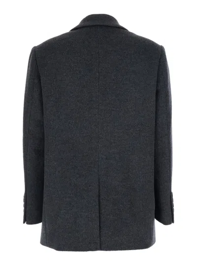 Dunst Grey Single-breasted Jacket With Notched Revers In Cashmere Woman In Gray