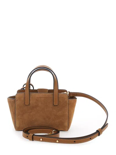 Hidesins 'flap Xs' Brown Handbag With Adjustable And Removable Shoulder Strap And Logo Lettering On The Front In Brown