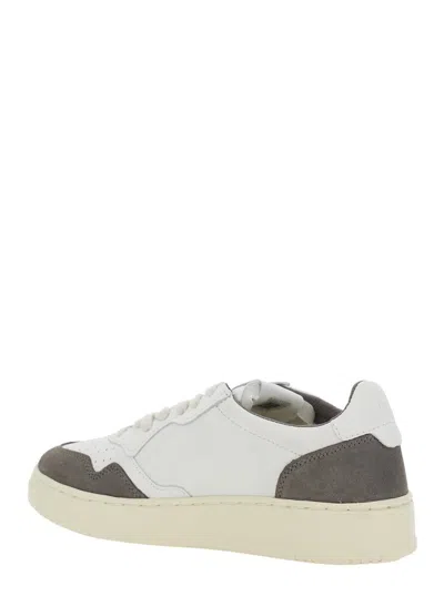 Autry Medalist Grey Low Top Sneakers With Logo Lettering On The Tongue And Perforated Toe In Leather Woman In Multi