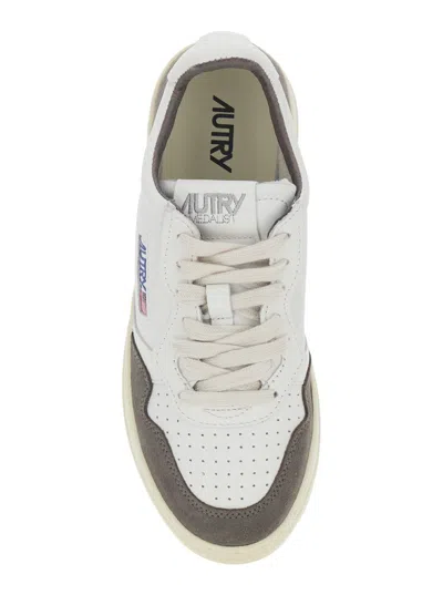 Autry Medalist Grey Low Top Sneakers With Logo Lettering On The Tongue And Perforated Toe In Leather Woman In Multi