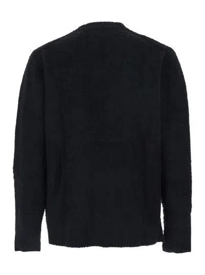 Coor Black Crew Neck Sweater With Brushed Effect In Alpaca And Wool Blend Man In Black