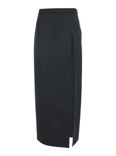 Grifoni Black Skirt With Front Single Slit In Fabric Woman In Black