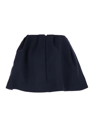 Shushu-tong Blue Pleated Miniskirt With Rear Concealed Zip Closure In Wool Woman In Blue