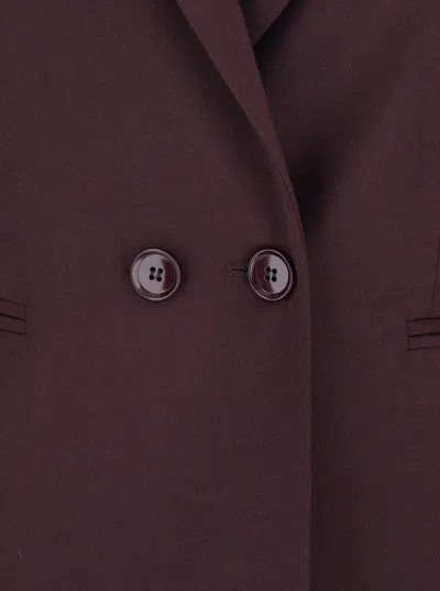 Twinset Bordeaux Double-breasted Jacket With Classic Lapels In Wool And Fabric Blend Woman In Red
