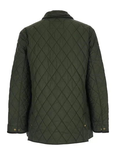 Polo Ralph Lauren Green Jacket With Corduroy Collar And Logo Patch On The Sleeve In Cotton Man In Green