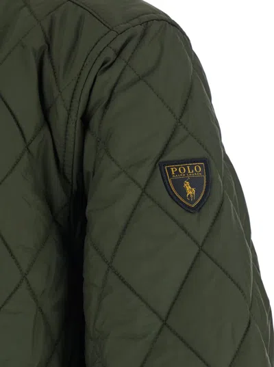 Polo Ralph Lauren Green Jacket With Corduroy Collar And Logo Patch On The Sleeve In Cotton Man In Green