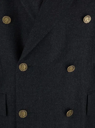 Vivienne Westwood Grey Double-breasted Jacket With Wide Peak Lapels In Wool Man In Blue
