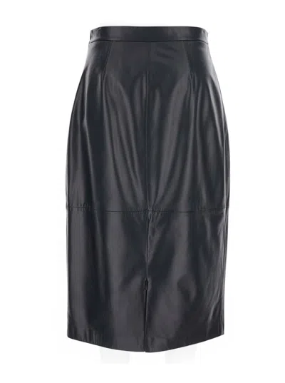 Antonelli Kinder Black Skirt With Rear Single Slit In Leather Woman In Black