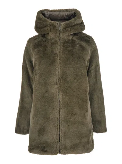 Save The Duck Bridget Brown Reversible Jacket With Front Zip Closure In Ecofur Woman In Brown