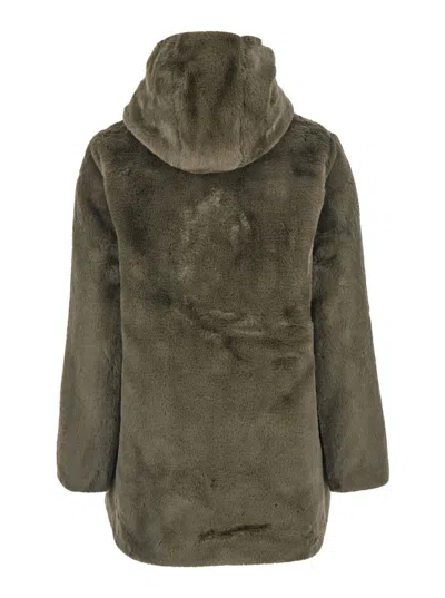 Save The Duck Bridget Brown Reversible Jacket With Front Zip Closure In Ecofur Woman In Brown