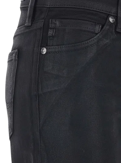 Ag 'mari' Black Jeans With Belt Loops Andd Logo Patch On The Rear In Denim Woman In Black