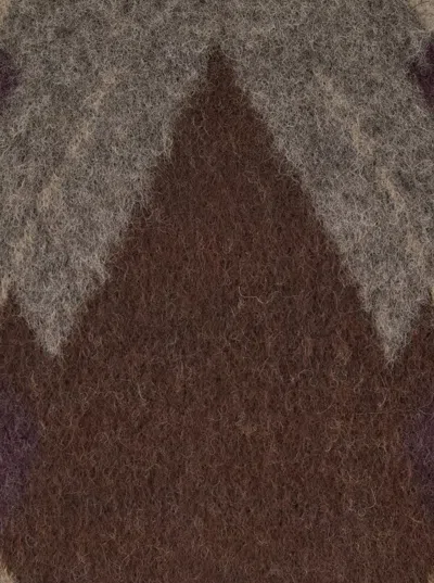 Coor Brown Crewneck Sweater With All-over Argyle Motif In Wool Blend Man In Brown