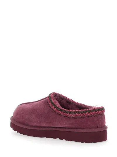 Ugg Bordeaux Mules With Almond Toe And Embroidery In Suede Woman In Purple