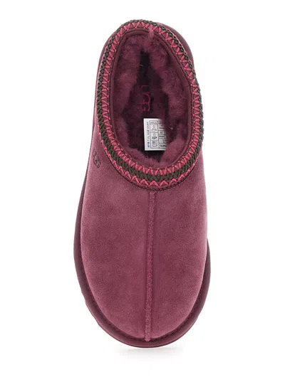 Ugg Bordeaux Mules With Almond Toe And Embroidery In Suede Woman In Purple