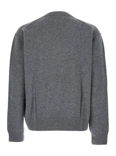Coor Grey Sweater With V Neck And Ribbed Trims In Wool Man In Gray
