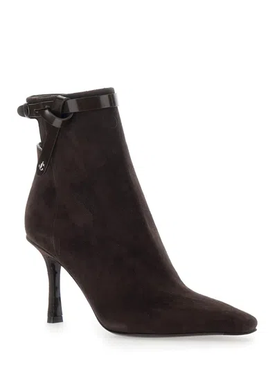 Jimmy Choo Camie Brown Ankle Boots With Knot Detail In Suede Woman In Black