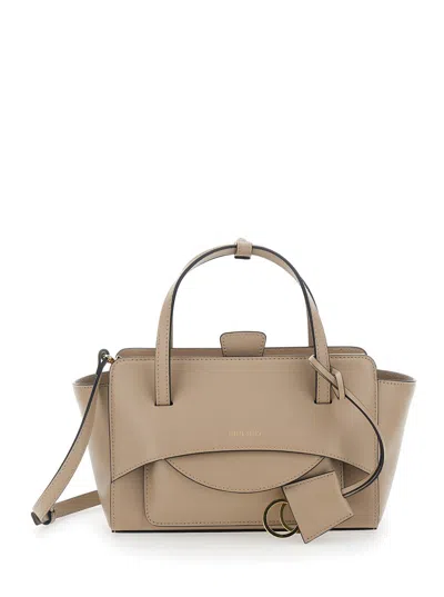 Hidesins Beige Handbag With Adjustable And Removable Shoulder Strap And Logo Lettering On The Front In Leathe In Neutral