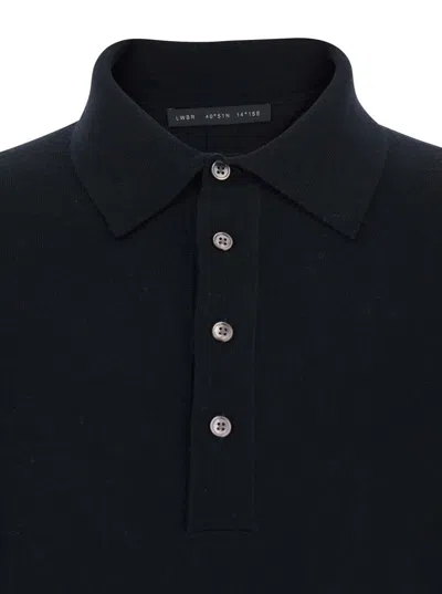 Low Brand Black Sweater With Polo Shirt Style Collar And Long Sleeves In Wool Man In Black