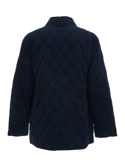 Polo Ralph Lauren Blue Jacket With Classic Collar And Pony Embroidery On The Front In Quilted Corduroy Man In Blue