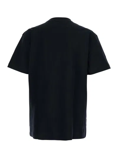 Purple Brand Black Crewneck T-shirt With Logo Lettering On The Front In Cotton Man In Black