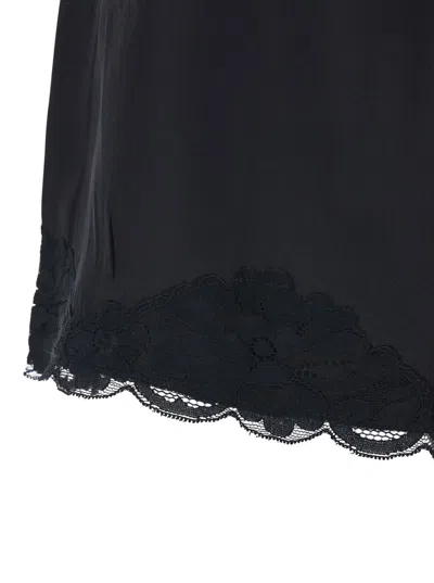 Gold Hawk Black Shorts With Elastic Waist And Lace Details In Silk Woman In Black
