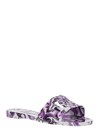Dolce & Gabbana Dolce&gabbana Women Maiolica Print Slides In Purple