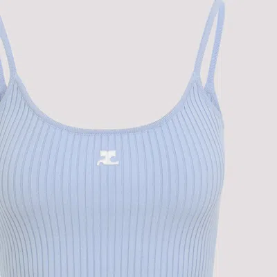 Courrèges Blue Rib Knit Camisole In Blue