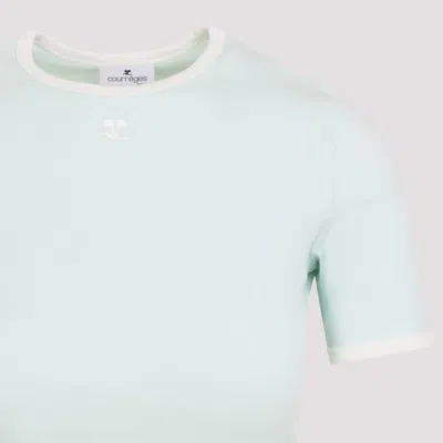 Courrèges Short Sleeve Crew Neck T-shirt Design In Blue