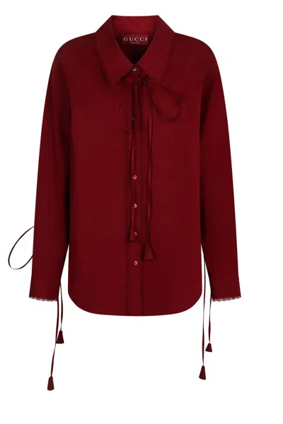 Gucci Cotton Poplin Shirt In Burgundy