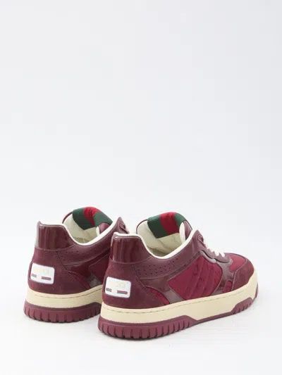 Gucci Burgundy Leather And Gg Supreme Fabric Re-web Sneakers In Burgundy