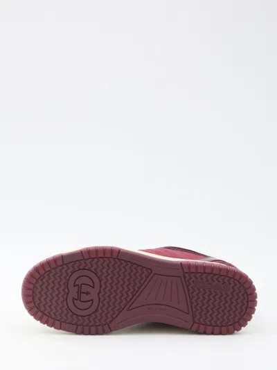 Gucci Burgundy Leather And Gg Supreme Fabric Re-web Sneakers In Burgundy