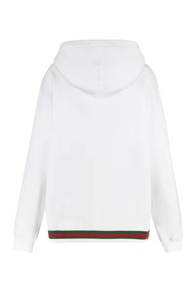 Gucci White Sweatshirt With Logo Imprinted On The Front And Web Detail On The Edge In Cotton Man In White