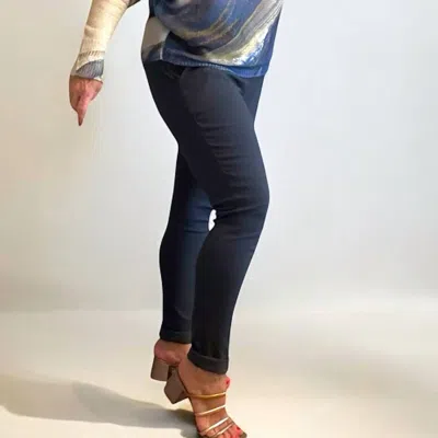 Made In Italy Solid Color Italian Magic Pants In Navy Blue In Blue