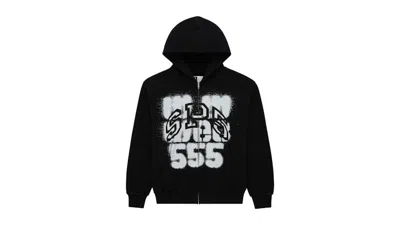Pre-owned Sp5der Sp555 Zip Hoodie In Black