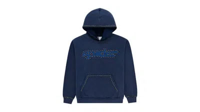 Pre-owned Sp5der Punk V3 Studded Hoodie In Blue