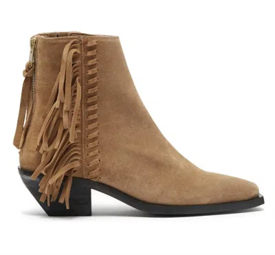 Allsaints Women's Layla Suede Leather Fringe Boots In Cognac In Brown