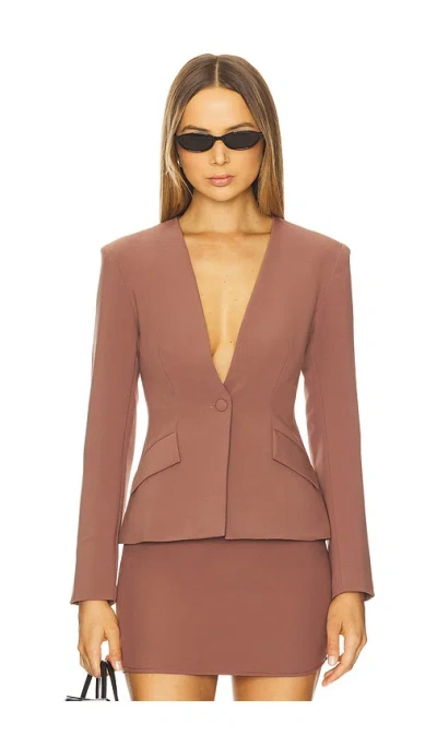 All The Ways Elizabeth Deep V Blazer In Brown