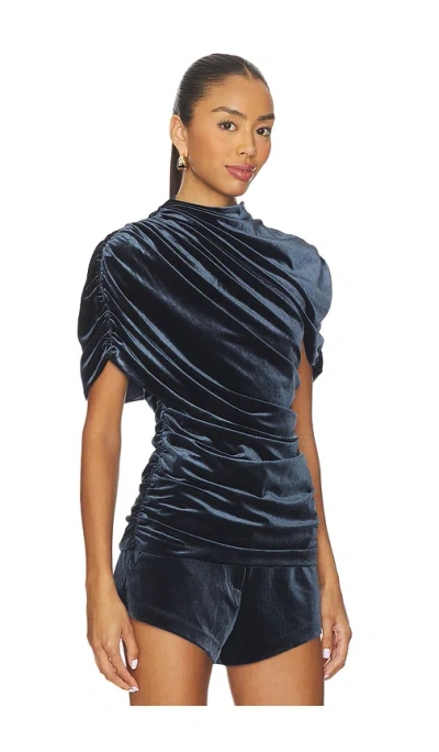 Amanda Uprichard X Revolve Evianna Velvet Top In Gray