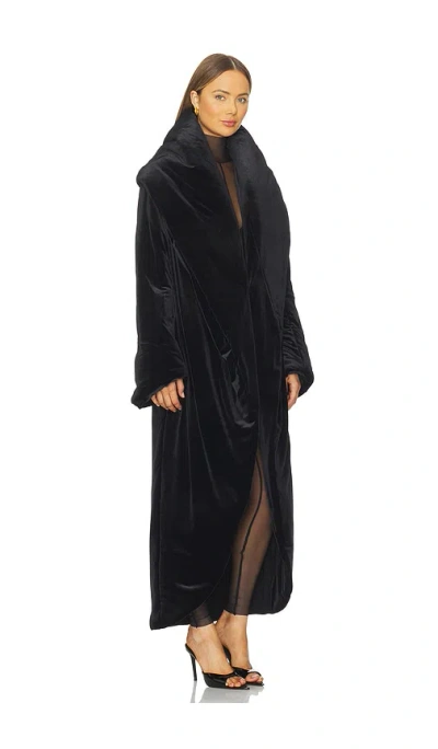 Norma Kamali Oversized Shawl Collar Maxi Coat In Black