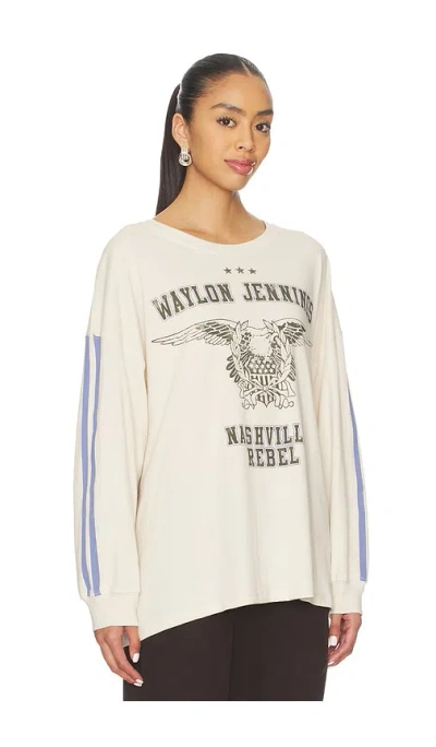 Daydreamer Waylon Jennings Nashville Rebel Os Long Sleeve Tee In White
