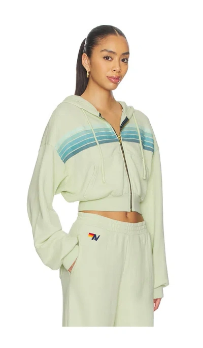 Aviator Nation 5 Stripe Cropped Zip Hoodie In Multi