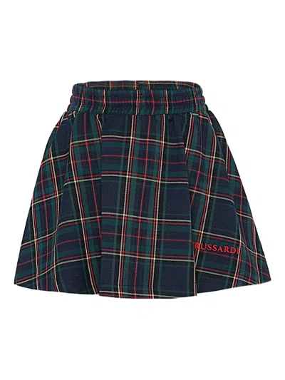 Trussardi Junior Tartan Skirt In Blue