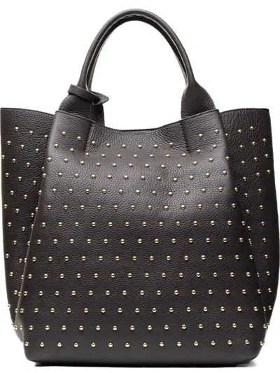 Poche Paris Studded Tote Bag In Brown