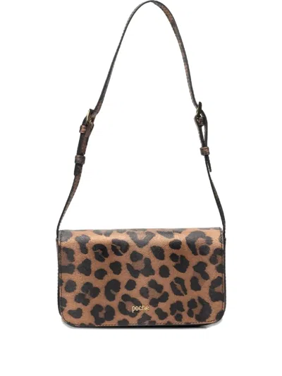 Poche Paris Leopard-print Cross Body Bag In Brown