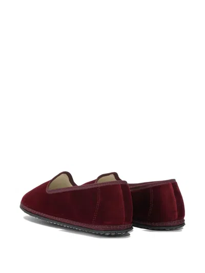 Vibi Venezia Low Cut Round Toe Velvet Ballerina Shoes In Burgundy